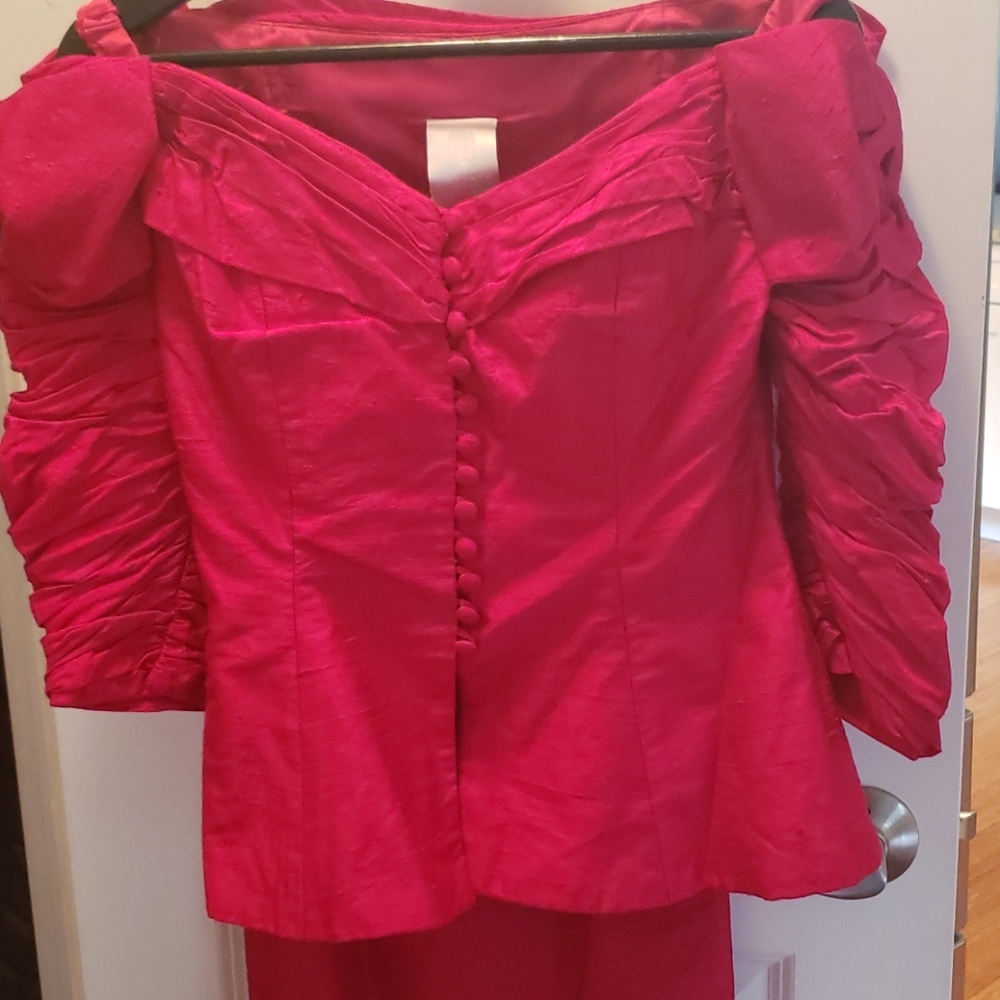 2 Piece / Chrushed Silk / Fuchsia / Long Shirt